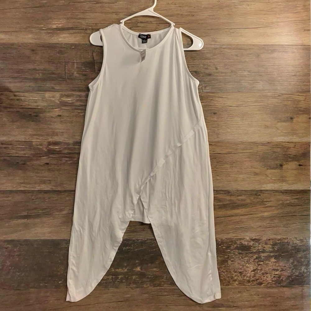 Love White Asymmetrical Sleeveless Tank Top